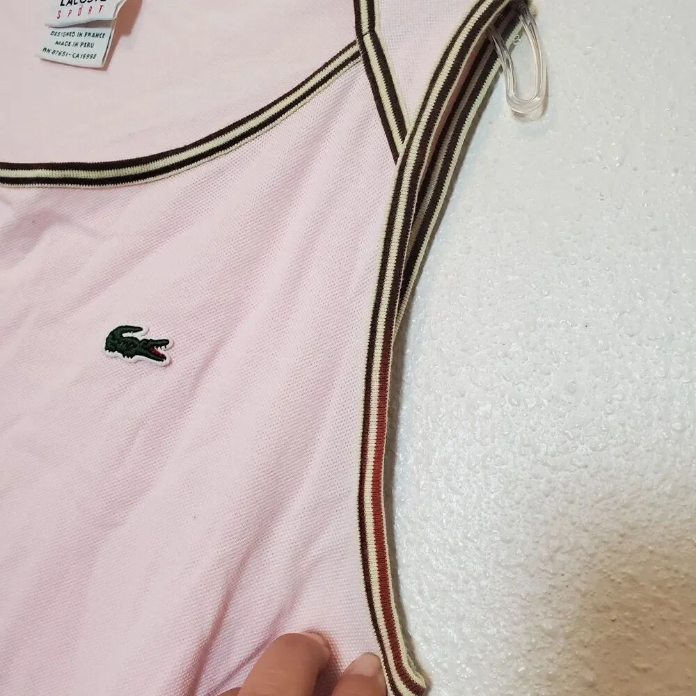Lacoste Sport Tennis Dress Boat Neck Sleeveless Pink‎ Womens Sz 46 US XL